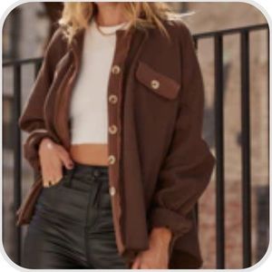 ✨NWT 12th TRIBE RIVER BROWN WAFFLE KNIT SHACKET/BUTTON UP✨